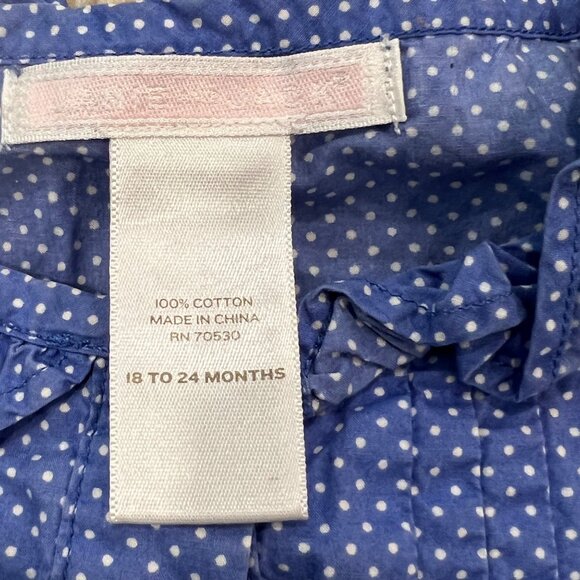 Janie and Jack Italian Flower Blue White Polka Dot Blouse 18-24 Months - Picture 3 of 3